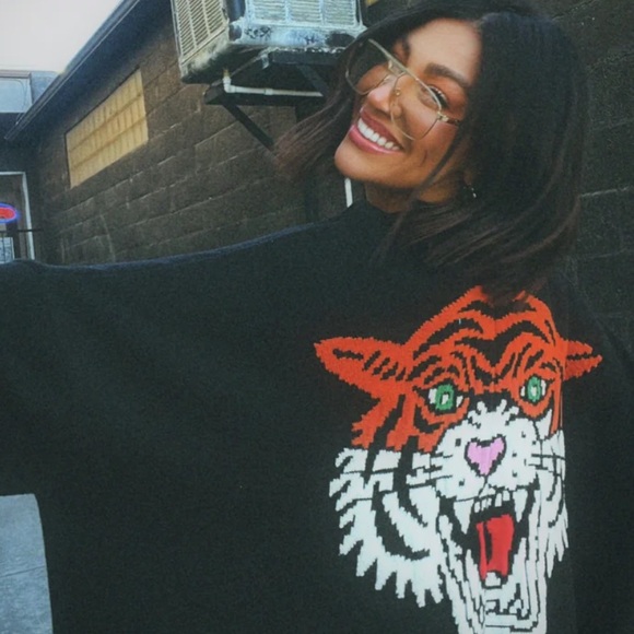 Dressed in LALA Hear Me Roar Black Tiger Cardigan - Picture 6 of 6